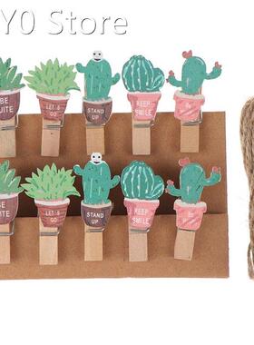 10pcs/lot Memo Paper Clips Cute Plant Wood Clip Set Sma