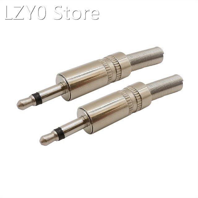2Pcs Metal 3.5mm Male Mono 2 Poles Audio Connector 3.5 Headp
