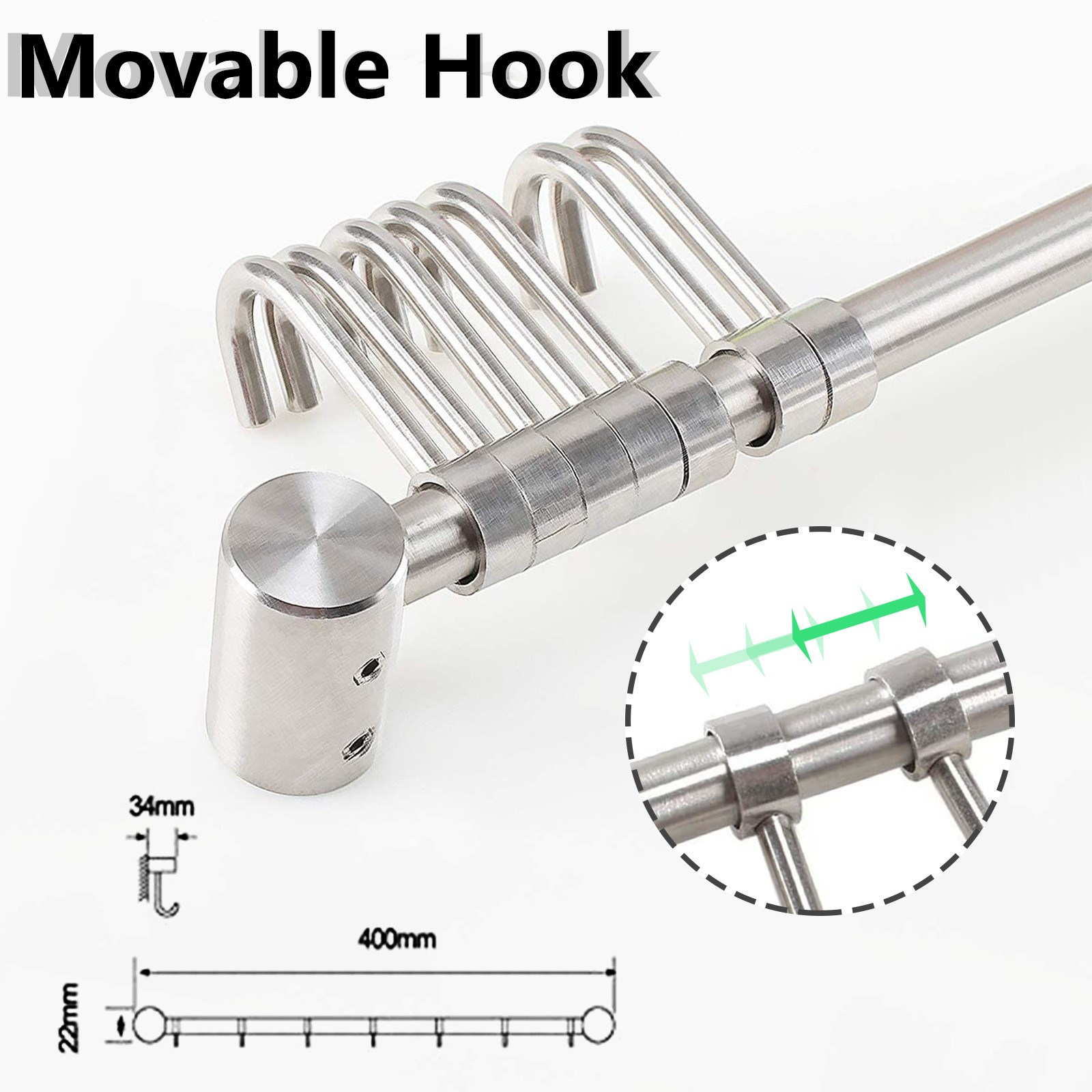 40# Stainless Steel Kitchen Utensil Rack With 7 Hook Furnit