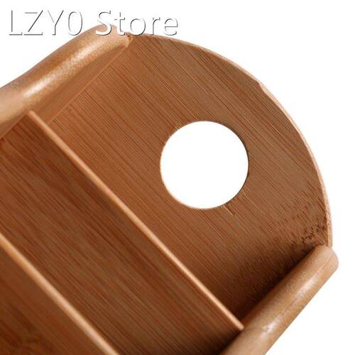 Tabletop Stationery Holder Box 3 Compartment Bamboo Pen Hold