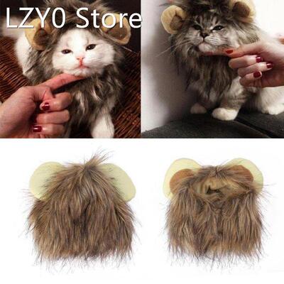Adjustable Pet Hat For Dogs Cats Emulation Lion Hair Mane Ea