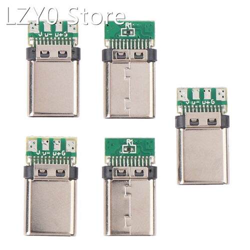 5Pcs 5A 30V USB 3.1 Type C Male DIY Solder Plug Connector So