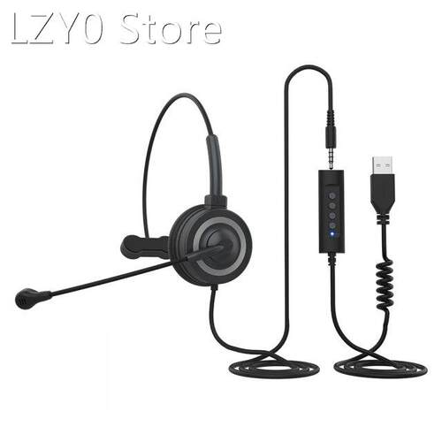 Mic Volume Control Mute Cancelling 3.5mm Call Center Wired B