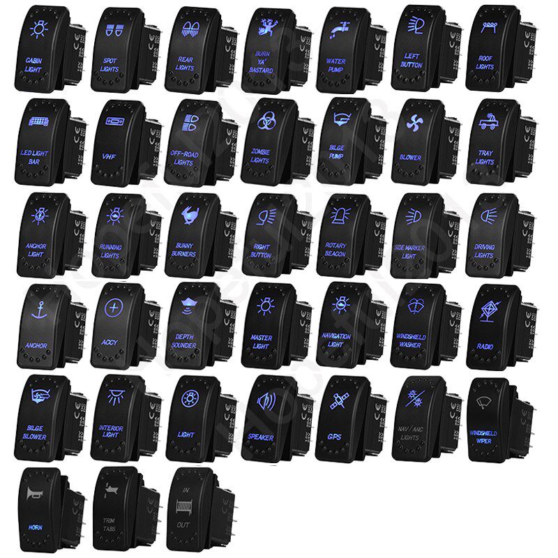 12V 20A /24V 10A Car Boat Blue Led SPST On Off , DPDT On Of