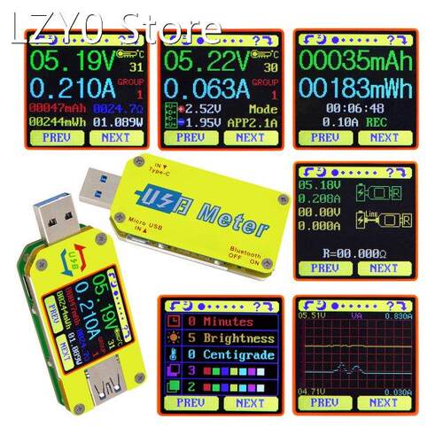 UM34 UM34C LD35 HD25 USB 3.0 Type-C DC Voltmeter Ammeter Vol