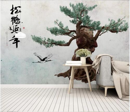 WDBH Custom photo 3d wallpaper Chinese style pine tree scene