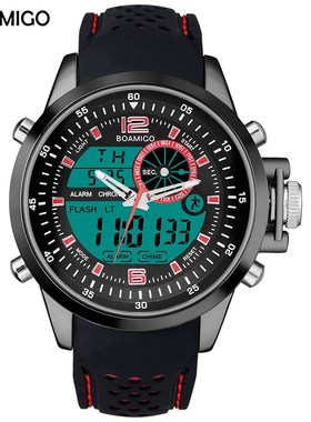 BOAMIGO brand men sports watches dual time digital watch ru