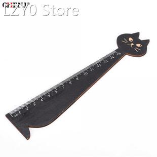 2pcs/1pc 15cm Lovely Cat Shape Ruler Cute Wood Animal Straig