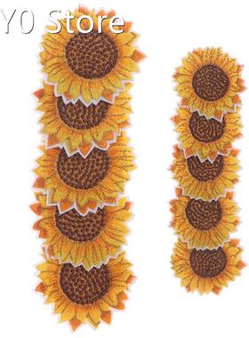 5pcs/lot DIY Embroidered Sunflower Patch Iron On Sew On Flow
