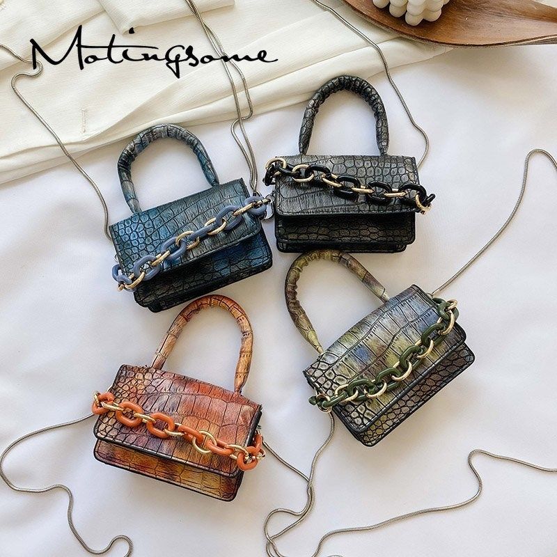 mini crossbody bag women shoulder bag snake skin chains sma