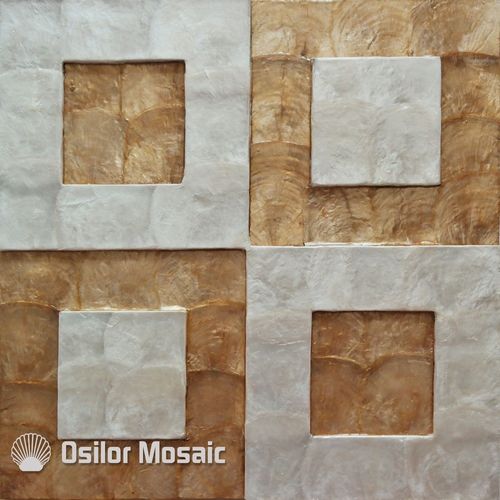 Natural golden and white color handcrafted capiz shell tile