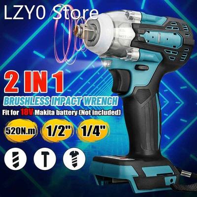 2 in1 520N.m Brushless Cordless Electric Impact Wrench Recha