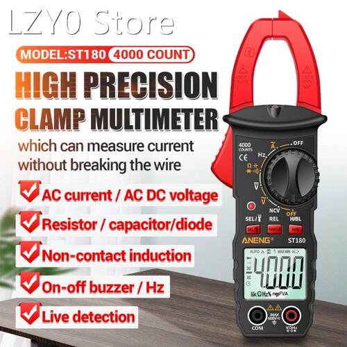 ST180 Multimeter Digital Clamp Meter 4000 Counts Ammeter Vol