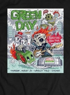 GREEN DAY WRIGLEY FIELD SHOW POSTER  OLDSKOOL ART Shirt FUL