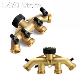 4 Way Garden Hose Splitter 3/4in Hose Connector Copper Water