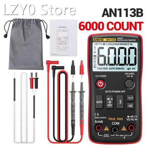 Digital Multimeter True RMS AN113B Smart Multimeter with Tem