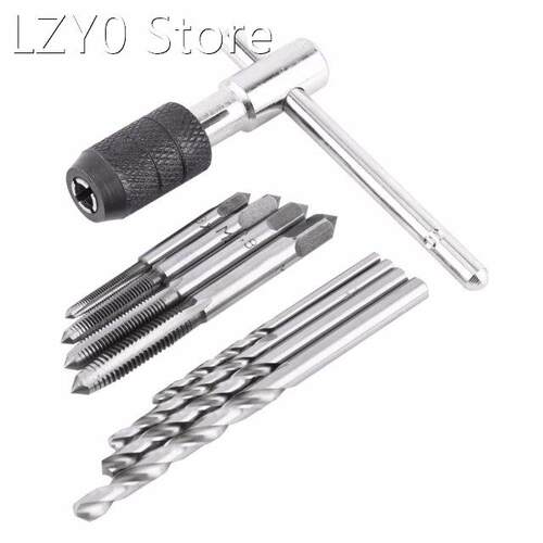 9Pcs/Set Screw Taps & T-shaped Wrench & Twist Drill