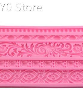 DIY Baroque Scroll Relief Cake Border Silicone Mold Frame Fo