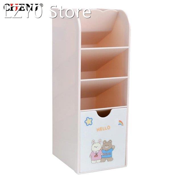 Cartoon Printed Oblique Pen Holder Color Plastic Box Korean