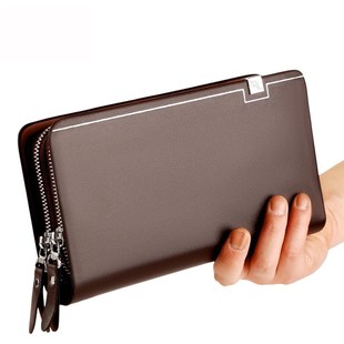Hand Bag Men's Leather Clutch Bag Business Double Zipper Wa