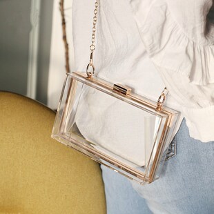New Acrylic Transparent Women Clutch Bag Chain Luxury Brand