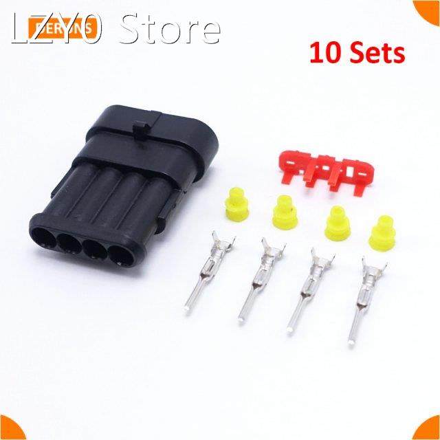 New 4Pin/Way 10Sets Male Sealed Auto Car Wire Connector Plug