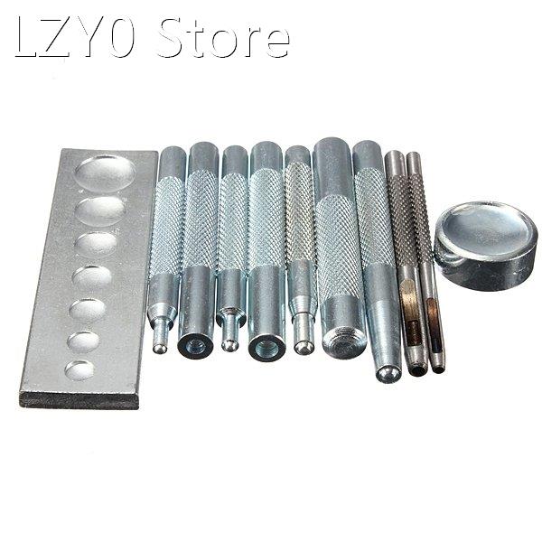 11PCS Metal Leather Craft Tool Set Die Hole Punch Snap Faste