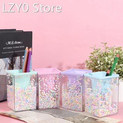 Creative Rounded Square Shape Pencil Case Cute Pink Transpar