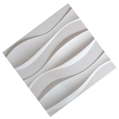 Matt White PVC Textures Decoration 3D Wall Panels Big Wave 3