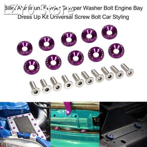 20PCS Billet Aluminum Fender Bumper Washer Bolt Engine Bay D