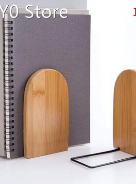 Office Home Book Ends Bamboo Wood Nonskid Desk Organizer Sta