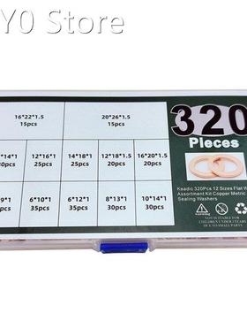 Copper Washers, 320Pcs 12 Sizes, Copper Metric Sealing Washe