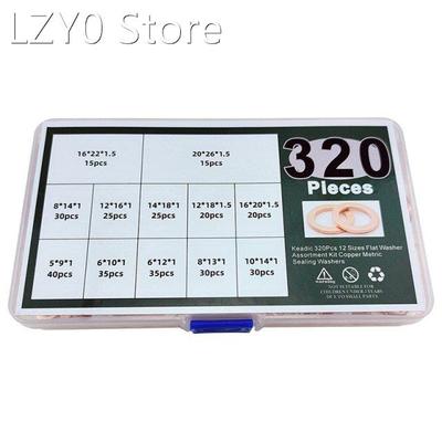 Copper Washers, 320Pcs 12 Sizes, Copper Metric Sealing Washe