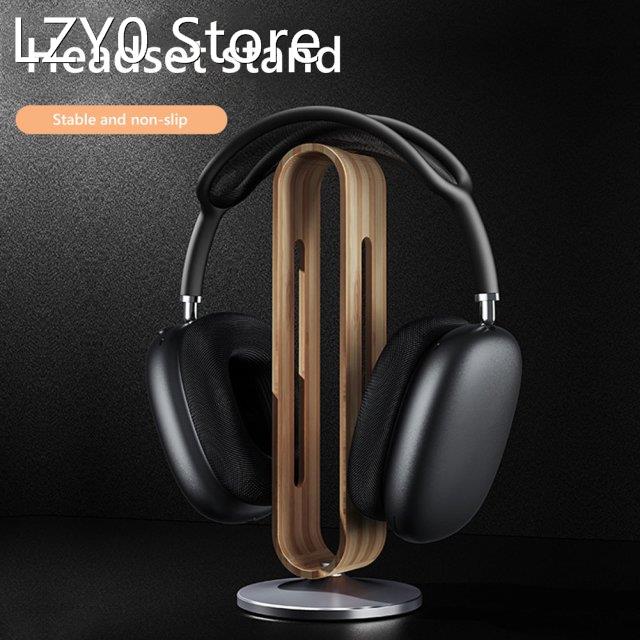 Bamboo Wood & Aluminum Headphone Stand Holder Gaming