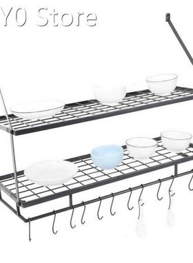 kitchen organizer 2 Layer Wall Mounted Shelf with Hooks Kitc