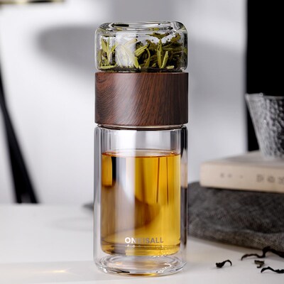 Glass Bottle Double Wall Glass Water Bottle Tea Water Separa