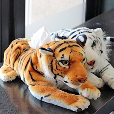 Plush Simulation Leopard Tiger  Toy Napkin Paper Holder Tis