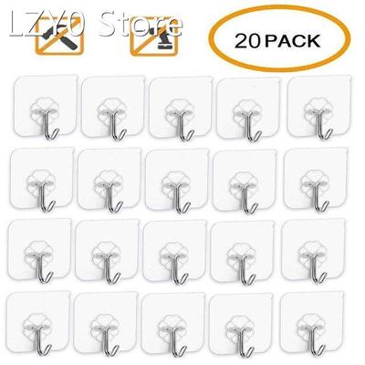 20Pcs Transparent Wall Hooks Waterproof Oilproof Self Adhesi