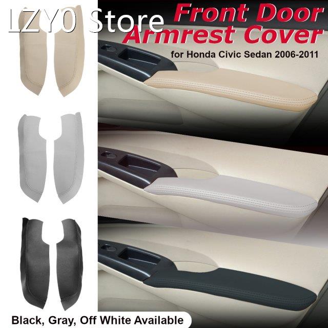 Pair Car PU Leather Front Door Panels Armrest Cover Black/Gr