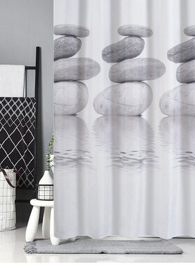 Pebble 3D Print Waterproof Bathroom Curtain Real Thicken Coa
