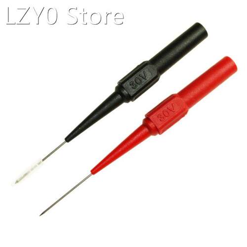 2Pcs Black/Red 0.7mm Jack Copper Test Lead Probe Stainless S