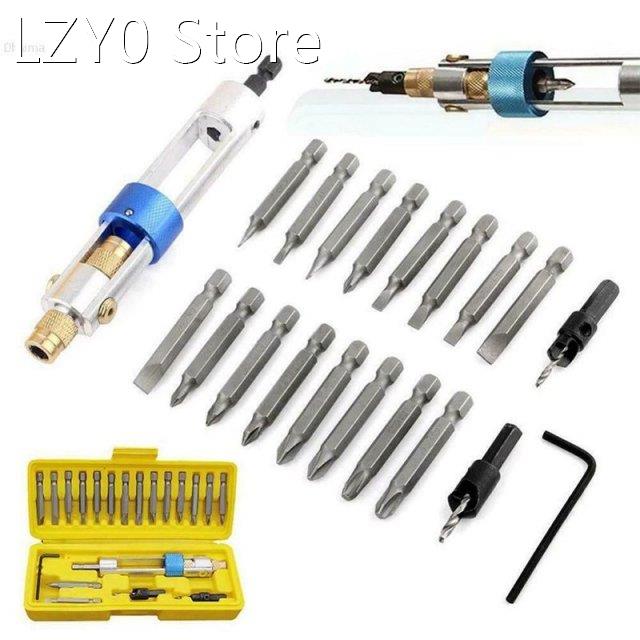 20pcs Swivel Head Drill Driver Bit Set Quick-Change HSS Coun