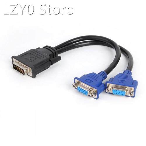 DVI-I 24+5 Pins Male to TWO Dual VGA Female Video Converter