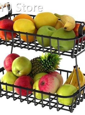 2022 New Detachable 2 Tier Fruit Basket Metal Fruit Bowl Bre