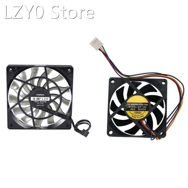 3Pcs DC12V 0.23A 4P 70mmx15mm Cooling Fan& 1set Thin 12