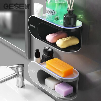 GESEW Drainer Soap Dish For Bathroom Multifunction Soap Hol