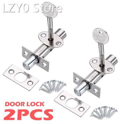 2 Set New Security Door Bolts With Fitting & Star Key Se