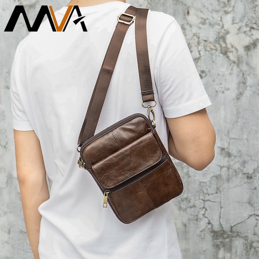 MVA Male Bag Messenger Bag Men Leather Casual Men Shoulder