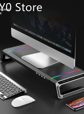 Universal Monitor Stand Riser RGB Support with 4 USB 2.0 Cha