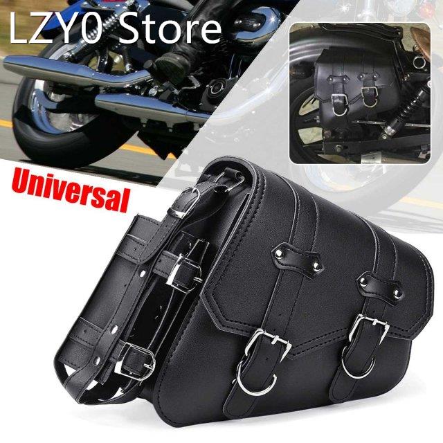 Left Right Universal PU Leather Motorcycle Saddlebag Side To